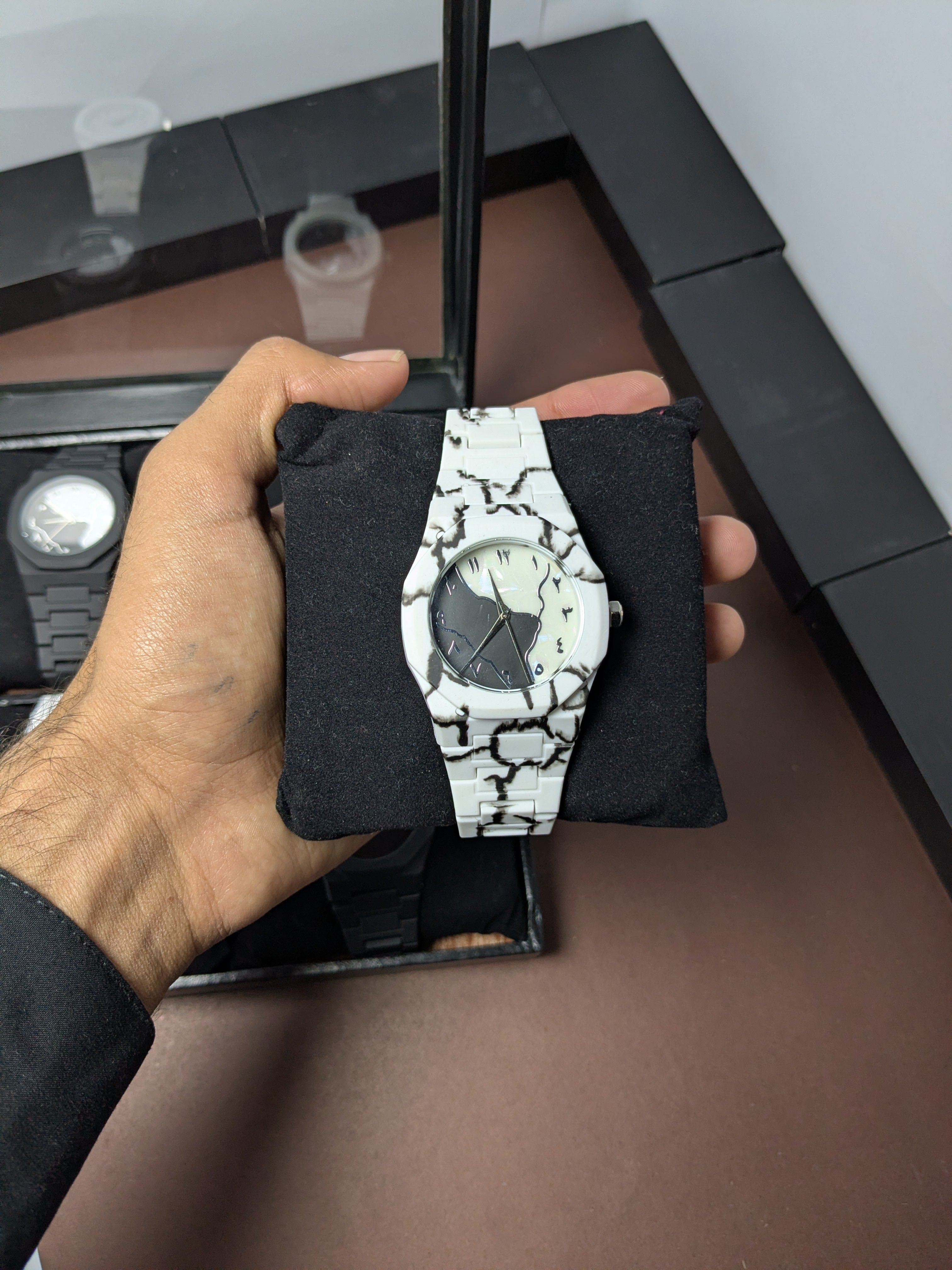 Tiger White Marble Arabic Aura (Dial White & Black )