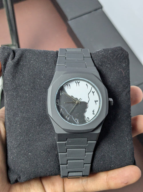 Arabic Minimalist Watch Black ( Dial Black X White)