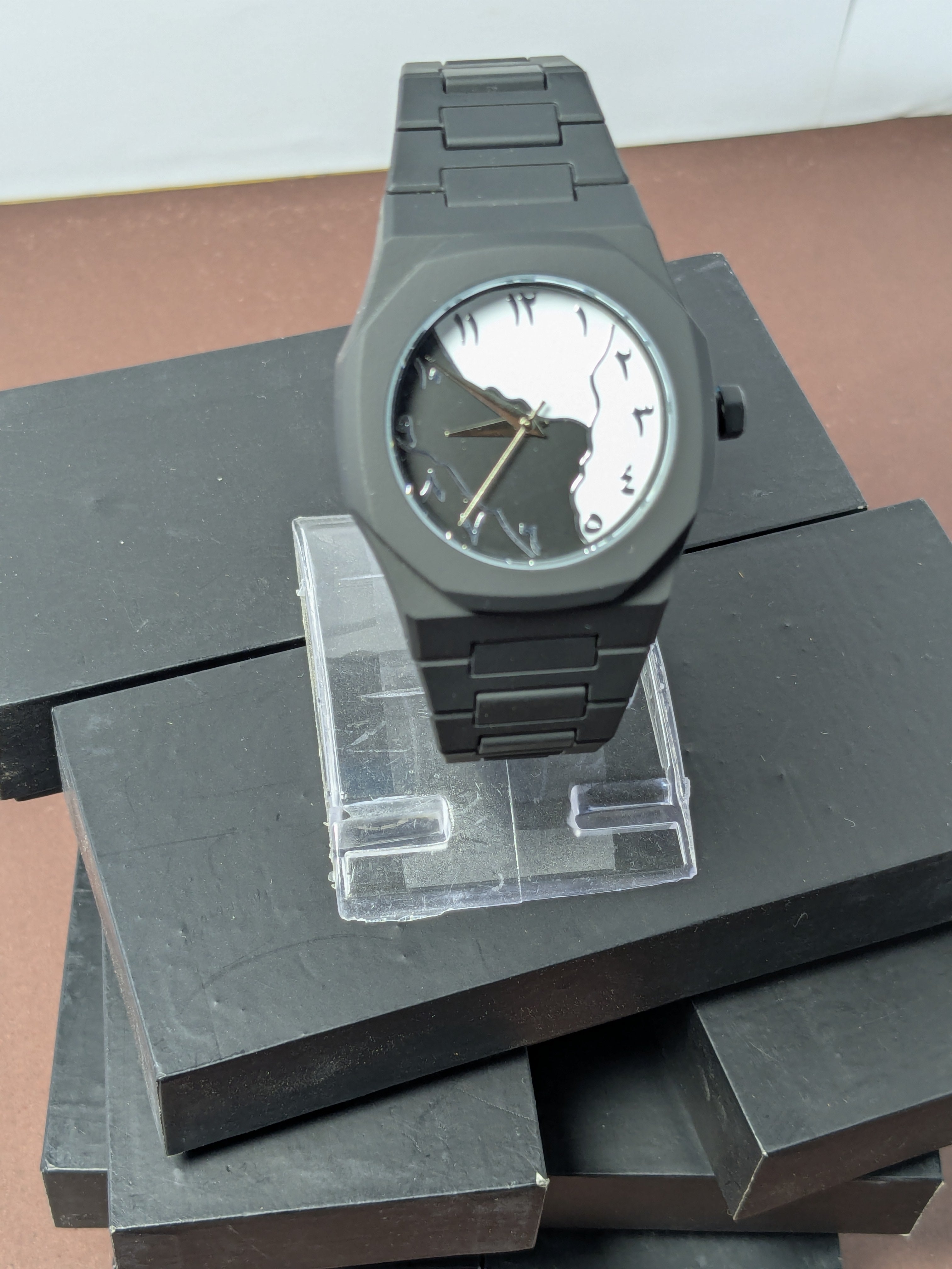 Arabic Minimalist Watch Black ( Dial Black X White)