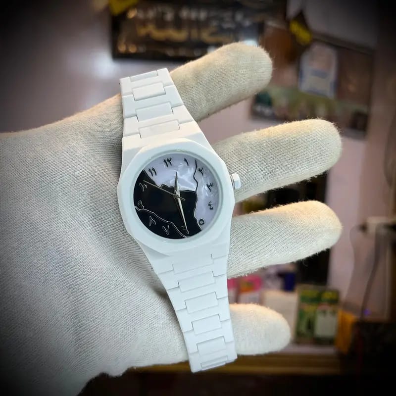 Arabic Minimalist Watch White ( Dial Black X White)