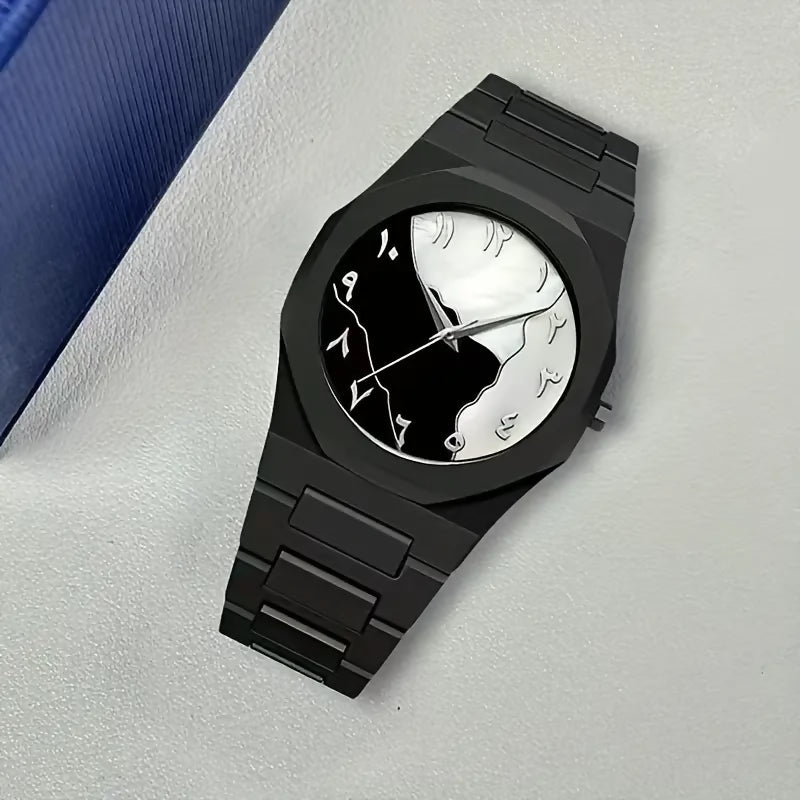Arabic Minimalist Watch Black ( Dial Black X White)